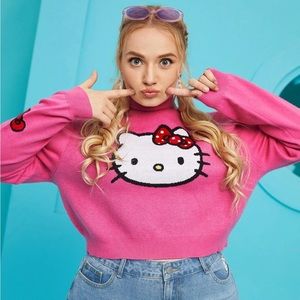 NEW✨ Hello Kitty and Friends Sanrio Pink Turtleneck Crop Sweater 1XL